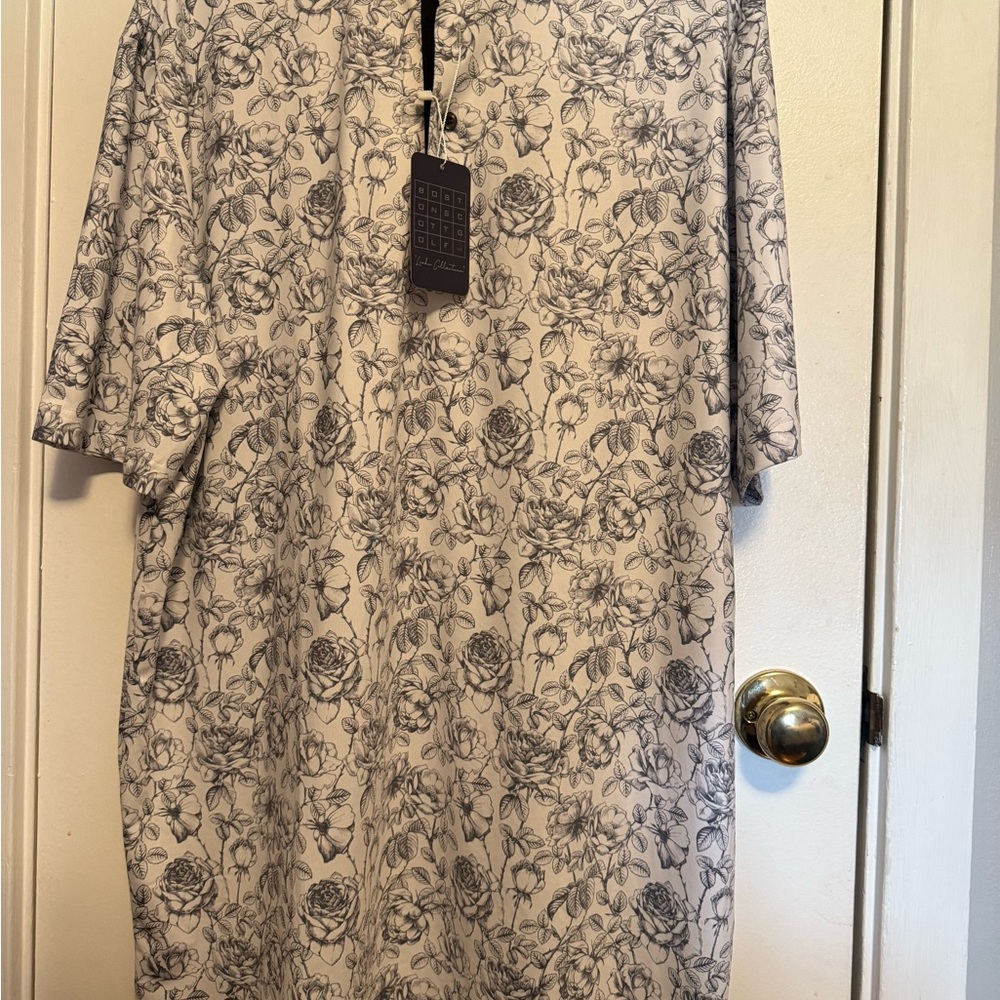 NWT Boston Scott Floral Patterned Gray Men's‎ Golf Polo XXL